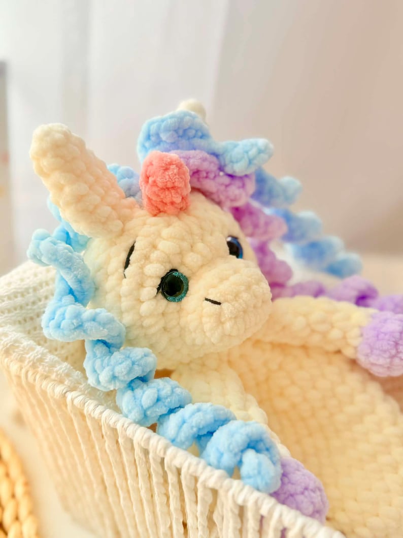 Unicorn Snuggler Crochet Pattern , Low Sew Amigurumi Lovey , Unicorn Amigurumi Comforter , Easy Crochet Pattern , Amigurumi Snuggler image 9