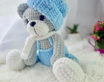 Bear crochet plushies , Bear with beanie , Crochet Pattern , Bear with hat , Amigurumi Pattern , Amigurumi toy , Stuffed bear , Crochet bear