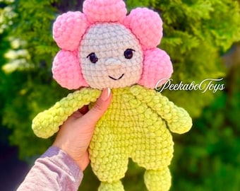 Flower Crochet Snuggler Pattern , Low Sew Crochet Lovey , Snuggler Amigurumi , Crochet Pattern , Flower Lovey Low Sew , Easy crochet