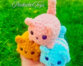 Crochet Cat - Amigurumi No Sew Cat , Crochet Pattern No sew Cat , Cat Animal Easy Squishmallow Plushie , Easy Cat , No Sew , Crochet Pattern