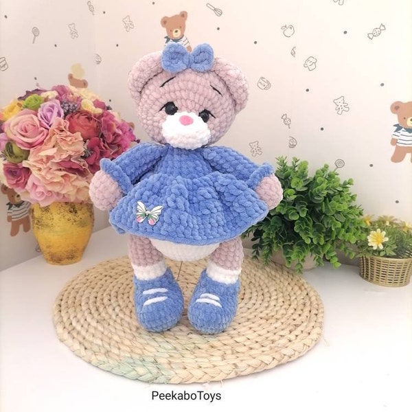 Bear crochet amigurumi/Bear with dress. Crochet Pattern. PDF Bear. Pdf Crochet Toys. Amigurumi Bear, Crochet Tutorial, Crochet animals