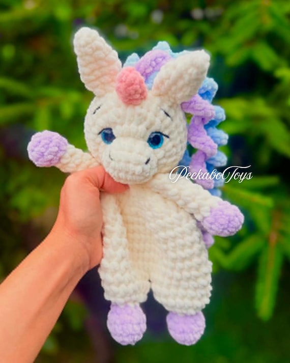 Unicorn Snuggler Crochet Pattern , Low Sew Amigurumi Lovey , Unicorn Amigurumi Comforter , Easy Crochet Pattern , Amigurumi Snuggler