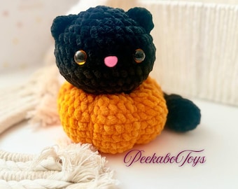 Pumpkin Cat Amigurumi Pattern/ Low Sew Amigurumi Cat/ Halloween Crochet Pattern/ Amigurumi Halloween Cat/ Crochet Pumpkin Cat Pattern