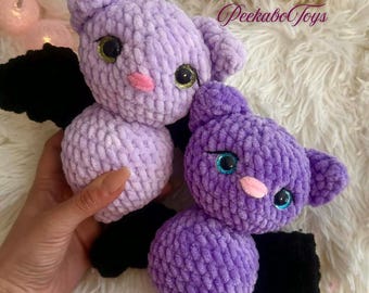Patrón de ganchillo de murciélago Luna / Patrón de amigurumi de murciélago / Murciélago de Halloween / Tutorial de ganchillo / Patrón de murciélago en PDF / Peluches de ganchillo de Halloween