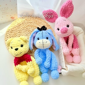Bundle 3 Snuggler Crochet Patterns , Winnie and friends Snuggler Bundle , Winnie the Pooh , Piglet , Eeyore , Easy Snuggler Crochet Pattern