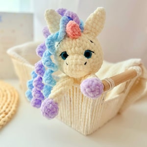 Unicorn Snuggler Crochet Pattern , Low Sew Amigurumi Lovey , Unicorn Amigurumi Comforter , Easy Crochet Pattern , Amigurumi Snuggler image 8