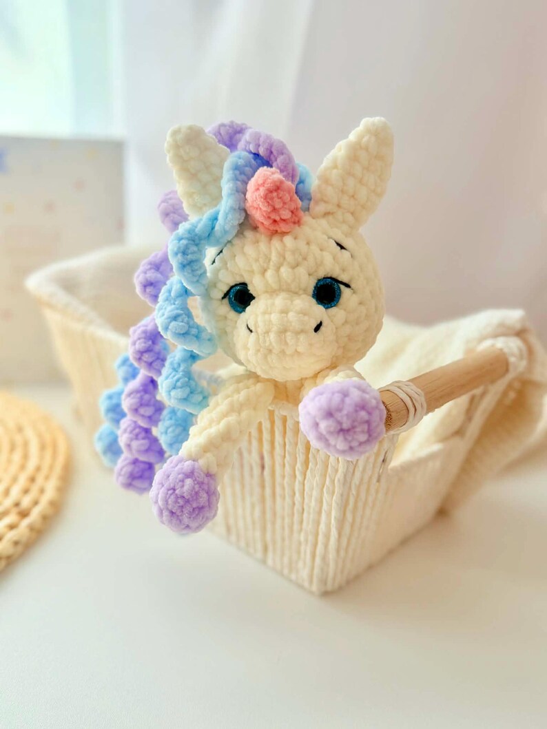 Unicorn Snuggler Crochet Pattern , Low Sew Amigurumi Lovey , Unicorn Amigurumi Comforter , Easy Crochet Pattern , Amigurumi Snuggler image 8