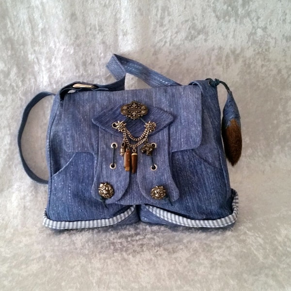 Lederhosen-Trachtentasche "Jeans", Unikat, Designertasche, Charivari, Ledertasche, Oktoberfest