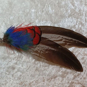 Hutfeder 5, incl. Ansteckhülse, Hutschmuck, Silberfasan, Hutgesteck, Knopfloch Anstecker, Hochzeit Tracht, Oktoberfest, Geschenk