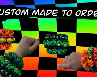 Custom 3d beaded rotating Kandi cuff bracelet made in 2-3 weeks