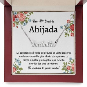 Custom Name Necklace, Spanish Goddaughter Gift, Ahijada para Navidad, Cumpleaños