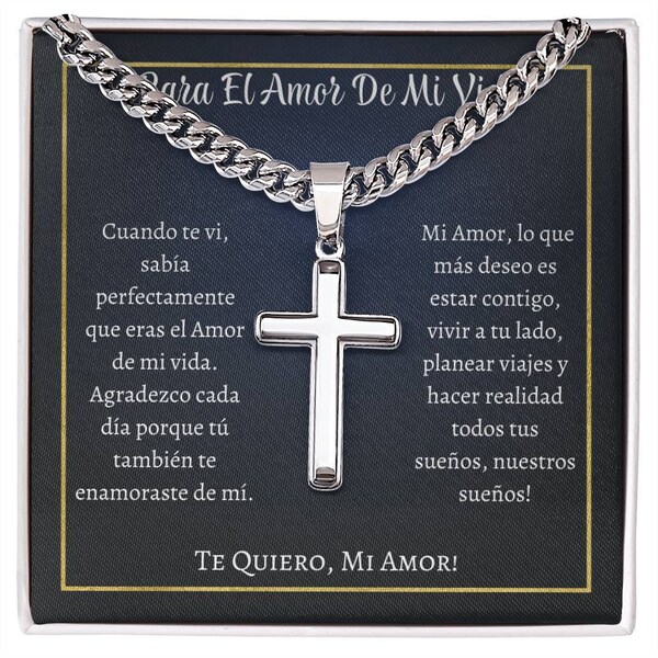 Para mi Esposo collar con cruz personalizado Regalo para Hombre Valentines Gifts for him Spanish Regalos para novio Anniversary san valentin