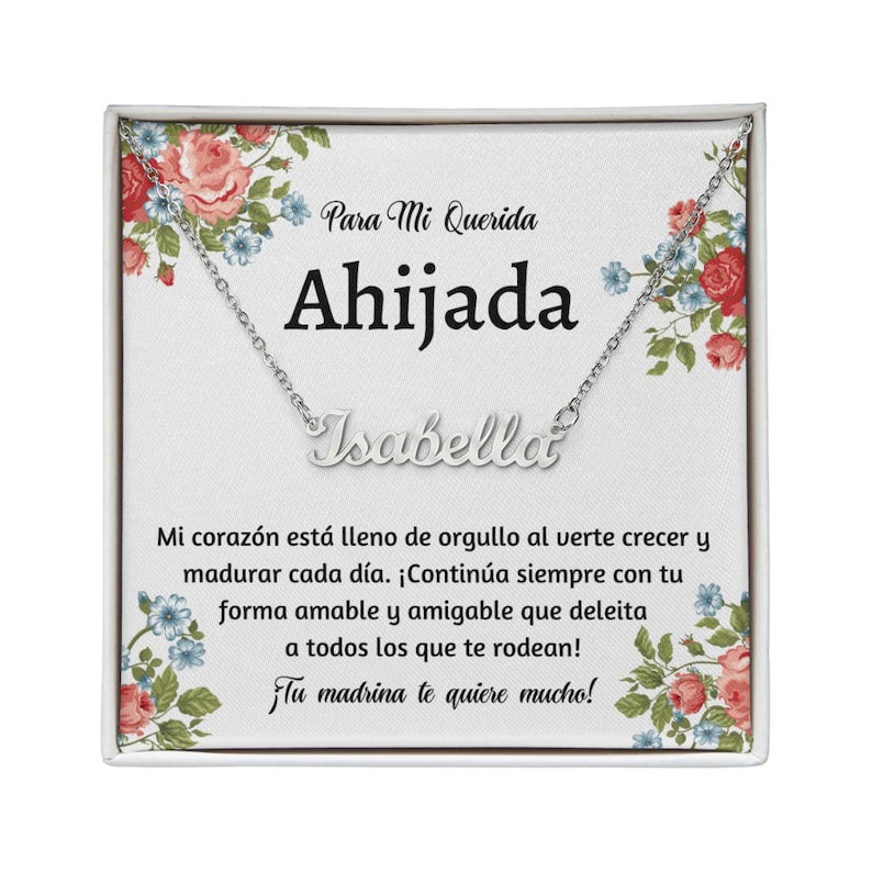 Spanish Goddaughter Gift, Ahijada Collar Carta, Regalo De Madrina, Regalo Ahijada Navidad, Ahijada Cumpleaños, Thanksgiving, Christmas gifts image 1