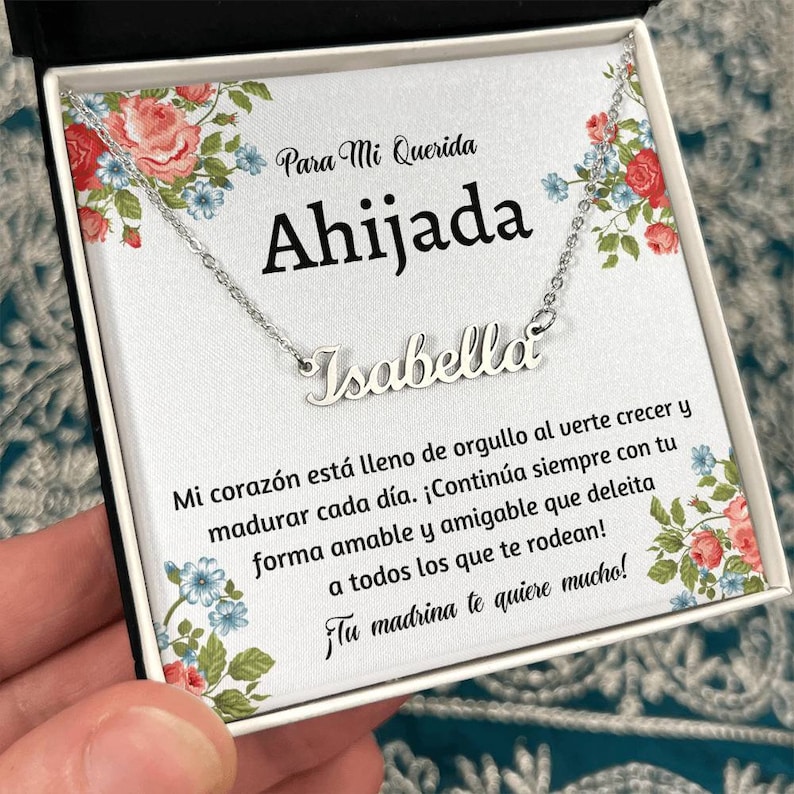 Spanish Goddaughter Gift, Ahijada Collar Carta, Regalo De Madrina, Regalo Ahijada Navidad, Ahijada Cumpleaños, Thanksgiving, Christmas gifts image 2