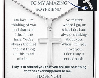 To My Boyfriend Cross Chain Necklace,Valentine's Day Gift for Boyfriend,Anniversary Gift for Boyfriend Birthday Personalized Cross necklace