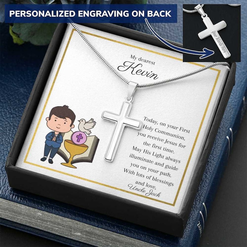 First holy communion gifts for boy personalized cross gift first