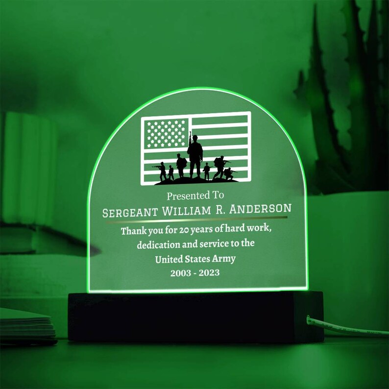 Personalized Acrylic Domed Plaque, Military Plaque, Award Plaque