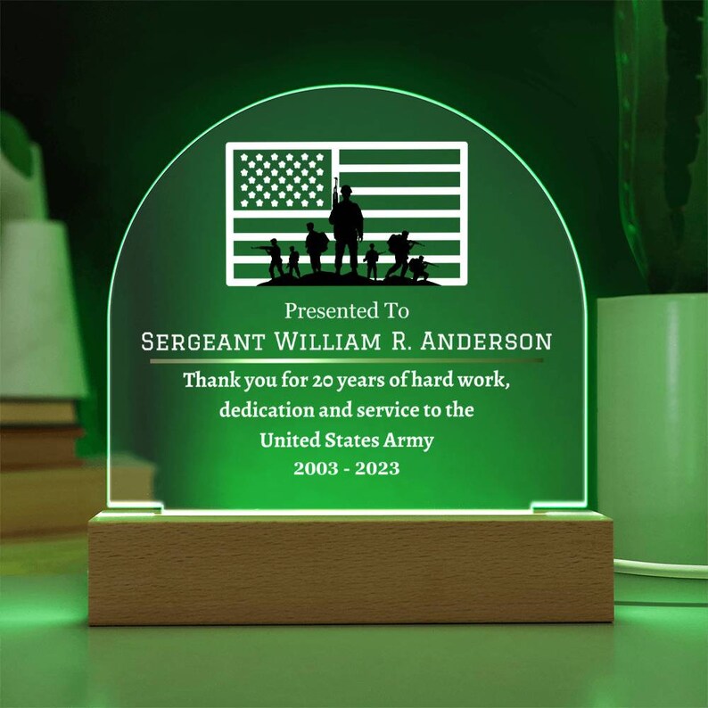 Personalized Acrylic Domed Plaque, Military Plaque, Award Plaque