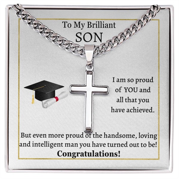 Graduation necklace for son,Graduation gift,Graduation jewelry,Class of 2024,personalized cross necklace, High school College grads sap