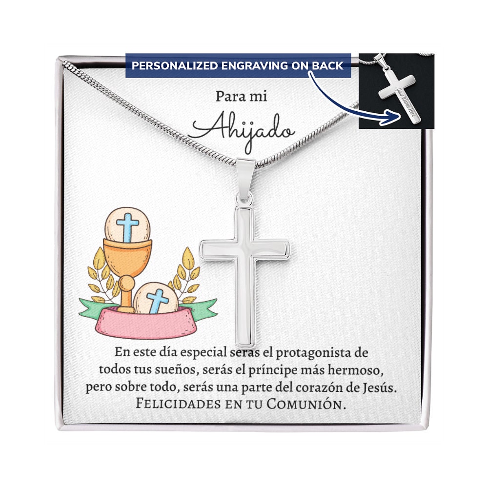 Collar Cruz Personalizado, Regalo De Primera Comunion Para Niño, Ahijado,  Nieto, De Los Abuelos, Padres, Padrinos 
