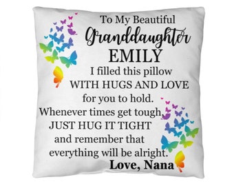 Granddaughter Cuddle Cushion, To My Beautiful Granddaughter Pillow Case with Pillow, Hug in A pillow from Grandma to Granddaughter