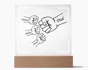 Fist Bump Dad and Kids LED Sign, Dad Birthday Gift, Father's Day Gift for Dad, Gift Idea for Dad, Fathers Day Gift from Daughter Kids Son