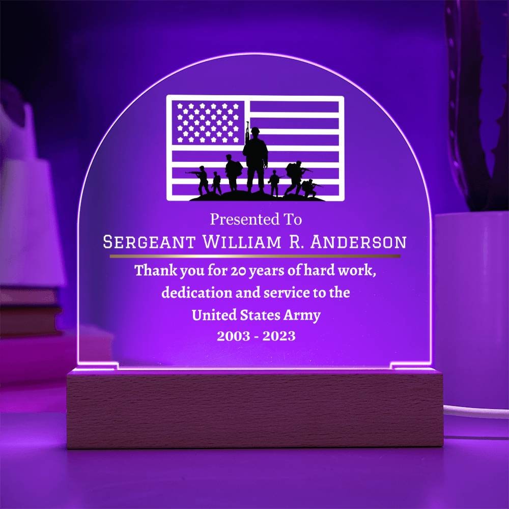 Personalized Acrylic Domed Plaque, Military Plaque, Award Plaque