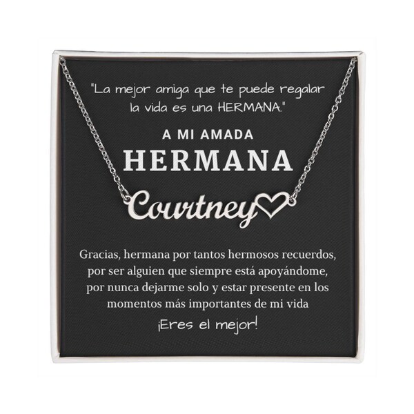 Hermanas Gift Necklace: Collar Personalizado, Regalo, Joyería Para Hermana, Mayor, Menor, Hermanita, Cumpleaños, Navidad, Nombre y Corazón