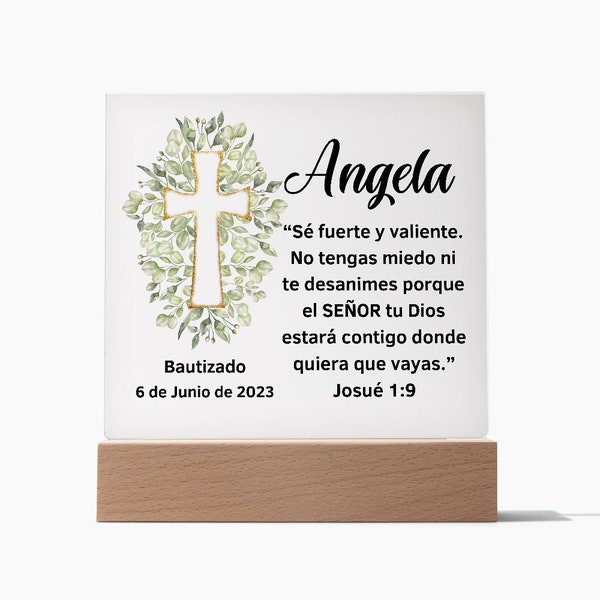 Baptism gift, regalo de bautizo para él o ella, Placa acrílica, regalo de padrino, madrina para ahijada para ahijado, spanish gift message