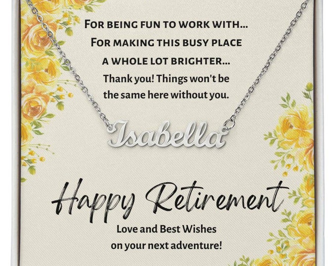 Retirement gifts for women, Coworker leaving gift, Retirement necklace, Jewelry for retirement, Gifts for coworkers,Leaving job gift for her