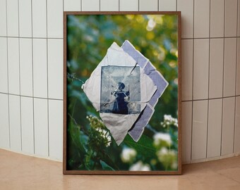 Angel cyanotype photo print, 11"x14" archival inkjet print