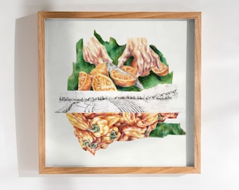 Farm and Fruit Culinary Drawing - 12"x12" archival fine art (giclée) print - cooking and nature illustration.
