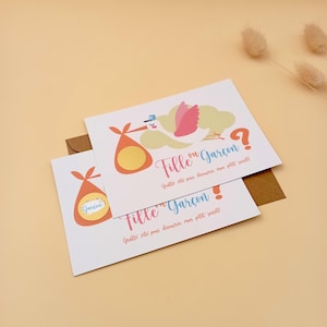 Fille ou garçon, faire-part sexe bébé à gratter, faire-part garçon ou fille, faire-part sexe à gratter, jeu sexe révélateur, baby shower