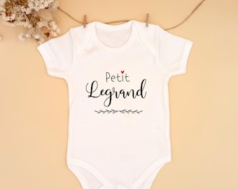 Body pour bébé personnalisé avec nom de famille, faire-part de grossesse français et body de révélation, cadeau de baby shower, petit bébé, Littlest