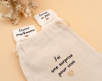 Coucou Papi et Mamie, J'arrive en 2026, Chaussettes bébé pour faire-part de grossesse aux grands-parents, Vous serez grand-mère, Vous serez grand-père
