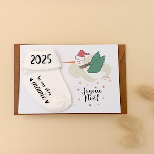 Carte de Noël avec des chaussettes pour faire-part de grossesse aux grands-parents, carte de révélation de grossesse pour tante et oncle, carte de faire-part de bébé