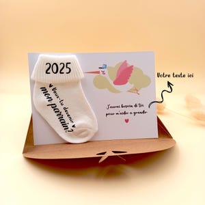 Weihnachtsankündigung für Schwangerschaft mit Babysocke, Wunschpaten-Sockenkarte, Freundin, Schwester, Cousine, Patin, Ansage