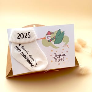 Godmother Request Card: Baby Announcement with Sock,