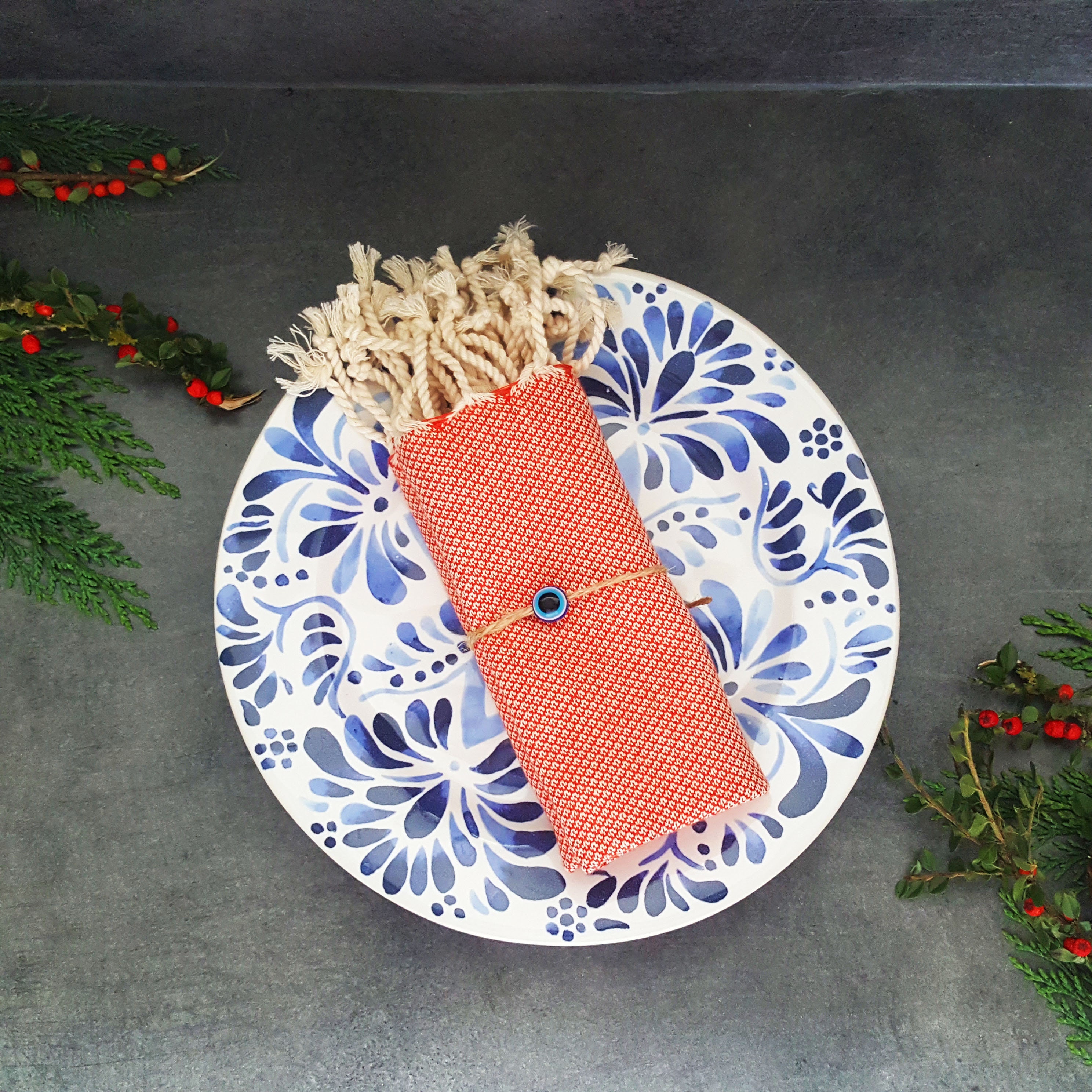 Serviettes de Table Rouges Pour Le Dîner, Serviettes en Coton Doux, Décor Rustique, Lavables, Weedin