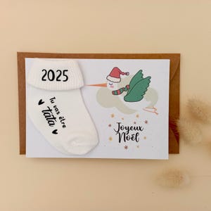 Personalisierte Weihnachtsüberraschungskarte mit Socke für Tante, Babymitteilungskarte für Großeltern, Wir sind schwanger