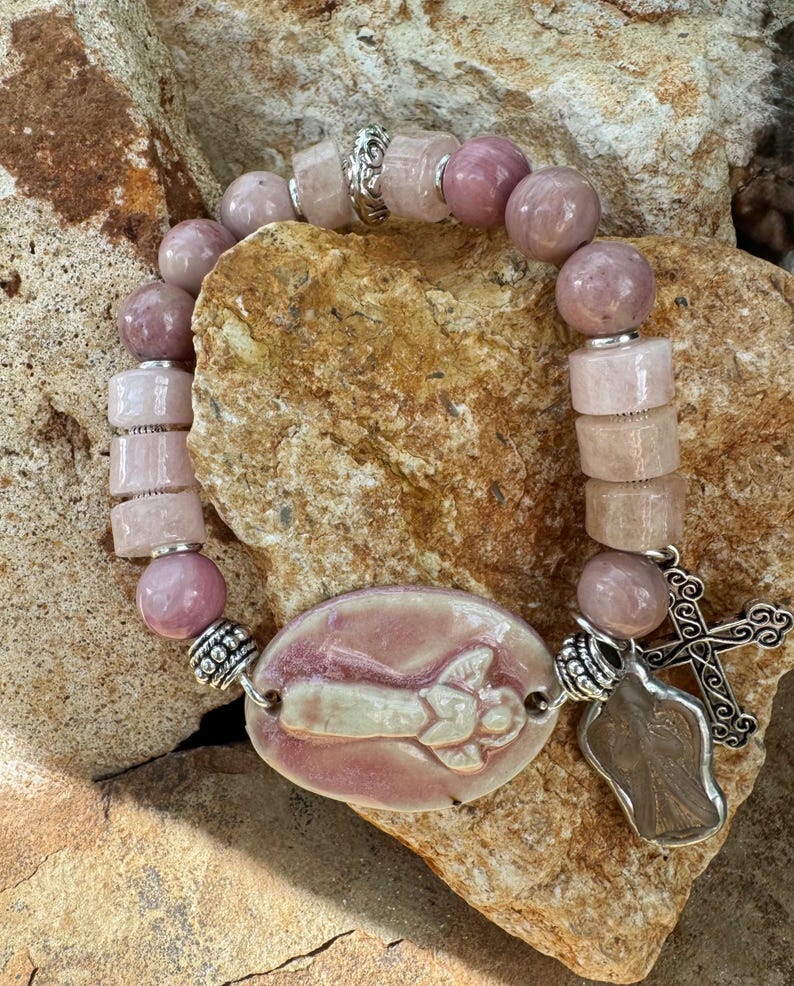 Angel Cross Stretch Bracelet, Religious, Spiritual Jewelry image 17