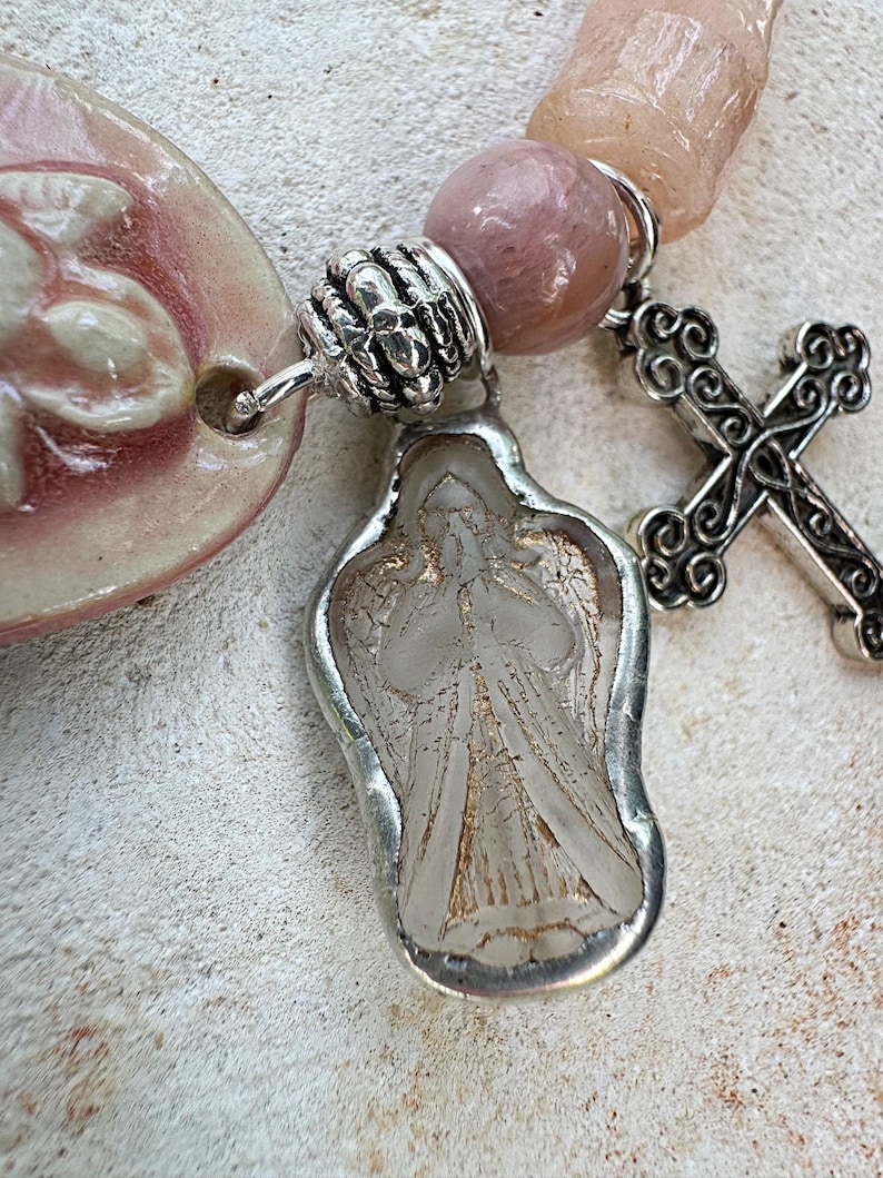 Angel Cross Stretch Bracelet, Religious, Spiritual Jewelry image 7