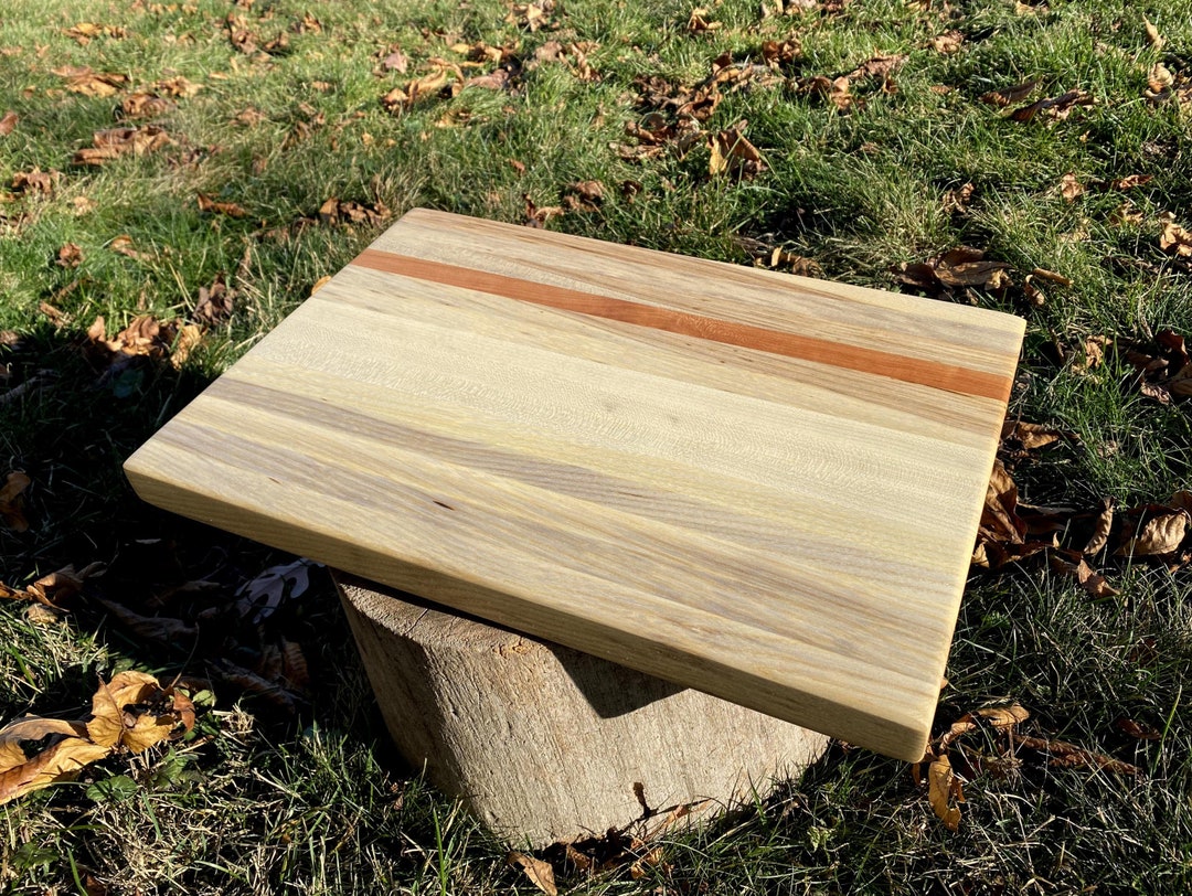 Hackberry Edge Grain Cutting Board W/cherry Accent Etsy