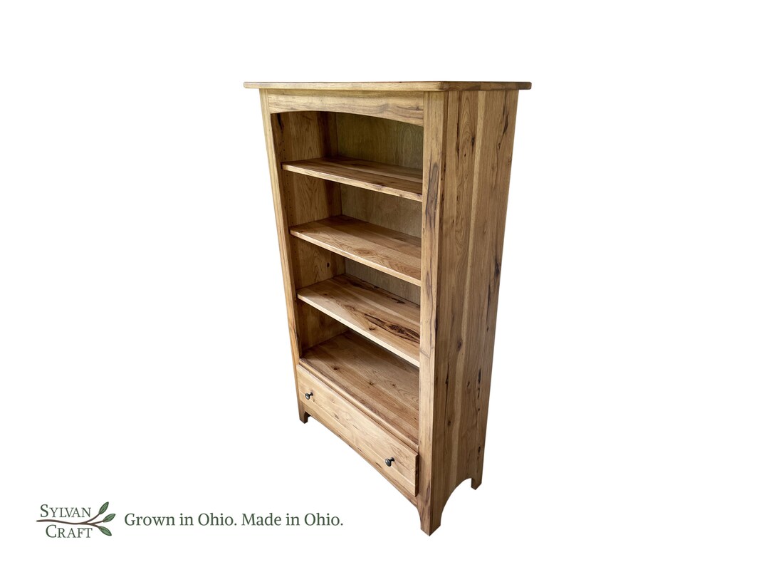 Sustainablysourced Rustic Hickory Book Shelf 5ft With Drawer Etsy