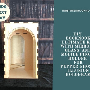 Bücherecke DIY Kit mit Spiegel und Hologramm, Bücherecke Regaleinsatz, DIY Bücherecke, diy Miniaturen, Bücherecke diy, Bücherecke Diorama