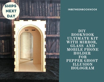 Book nook DIY kit with mirror and Hologram, book nook shelf insert, DIY book nook insert, diy miniatures, booknook diy, booknook diorama