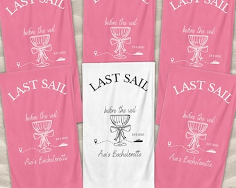 Personalized Bachelorette Beach Towel: Last Sail Before The Veil Cruise Design