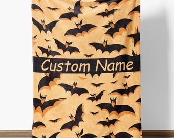 Gruselige Halloween-Fledermausdecke, Gothic-Deko | Personalisierte Decke