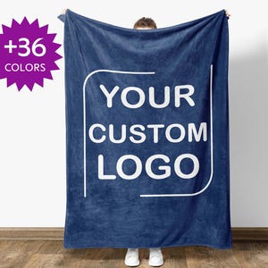 Custom Logo Blanket, Personalized Minky Fleece Throw