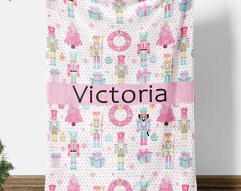 Weihnachtsnussknacker, personalisierte Babydecke für Mädchen | Individuelles Weihnachtsandenken
